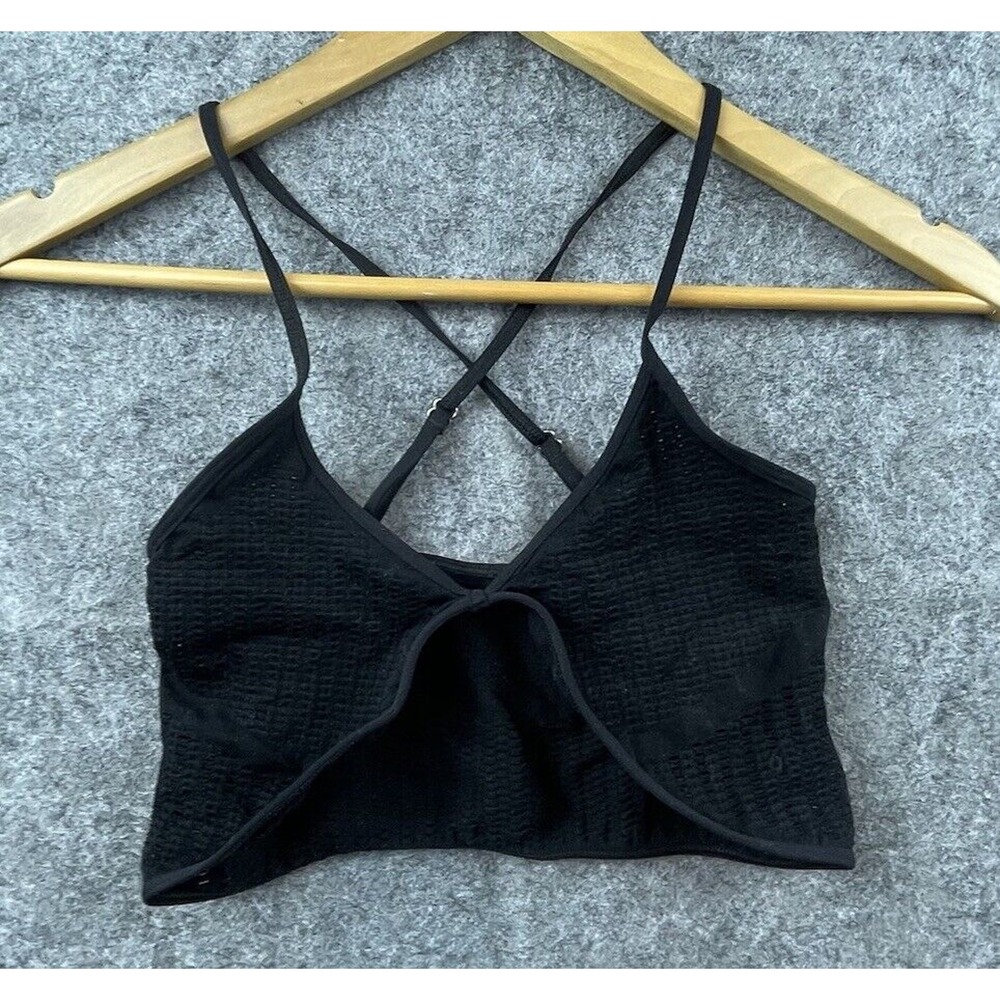 UO Out From Under Tank Top Women M/L Black Cropped Cami Small Flutter Open Front